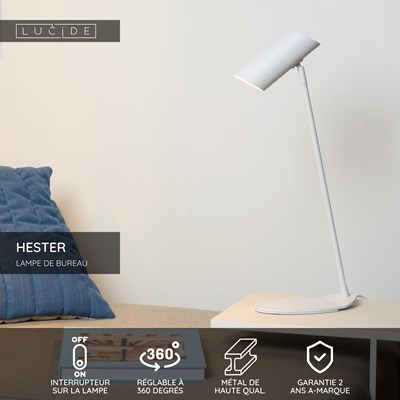 Lucide HESTER - Lampe de bureau - 1xGU10 - Blanc